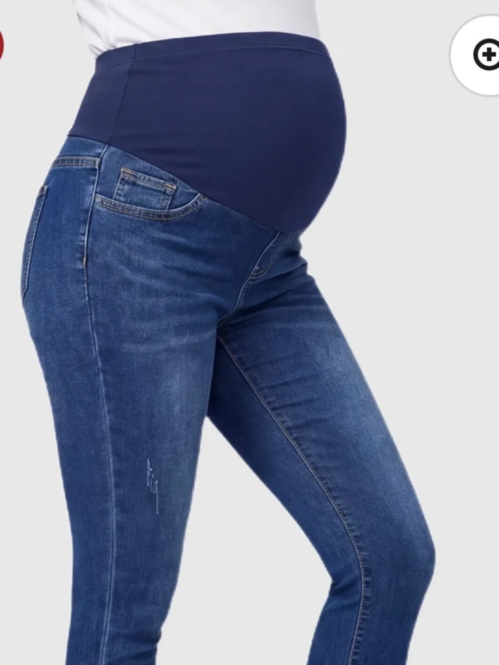 Indigo Blue over belly Maternity Dark Blue Skinny Jeans with Stretch Panel, XS